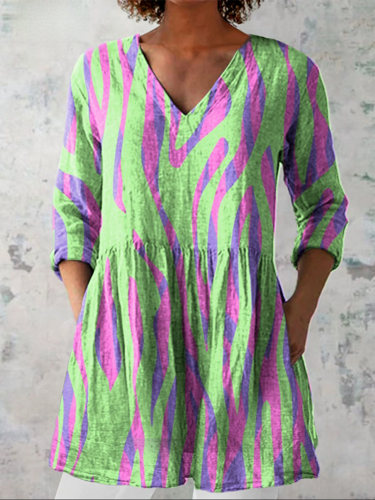 Blusa Larga con Diseño Vibrante