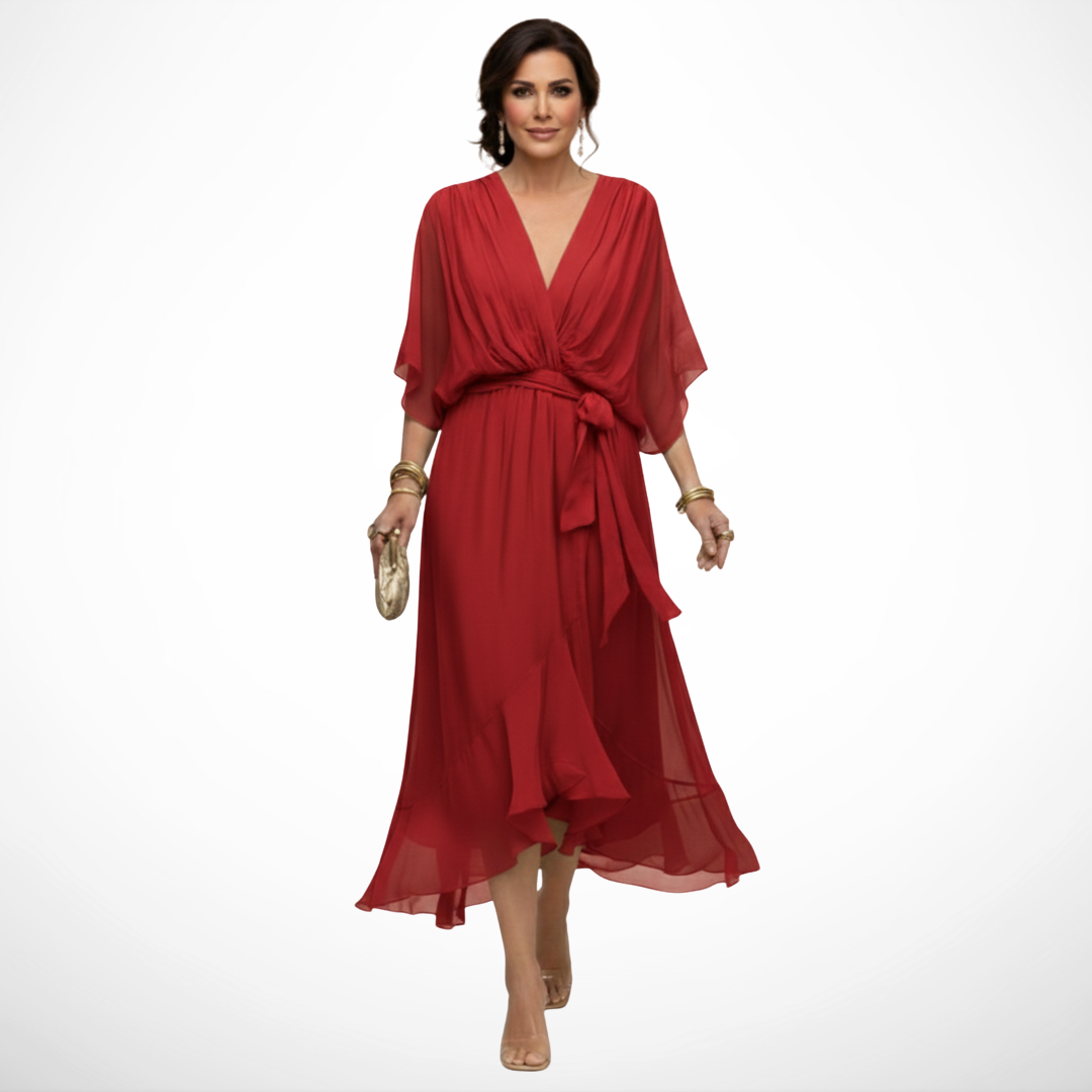Vestido de Chiffon con Escote en V