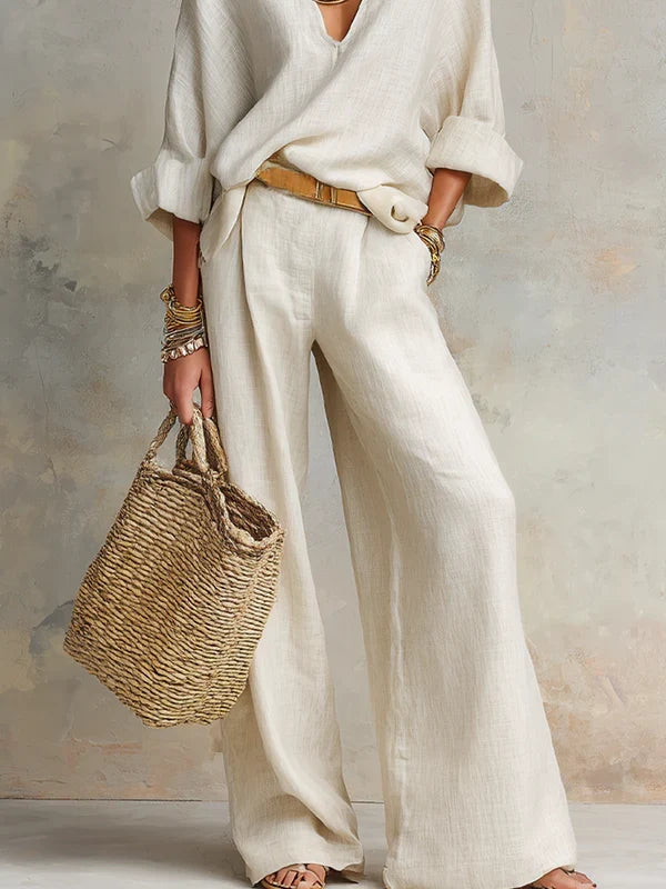 Conjunto resort de lino natural