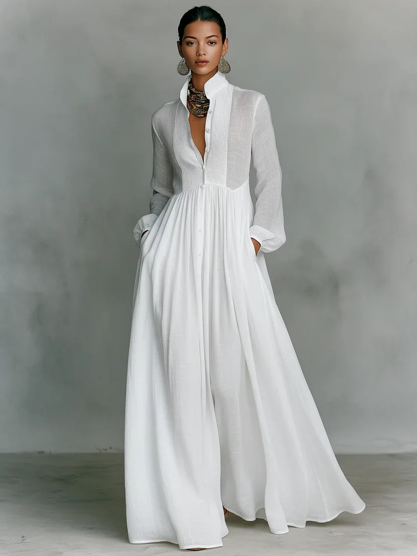 Vestido Maxi con Cuello Alto