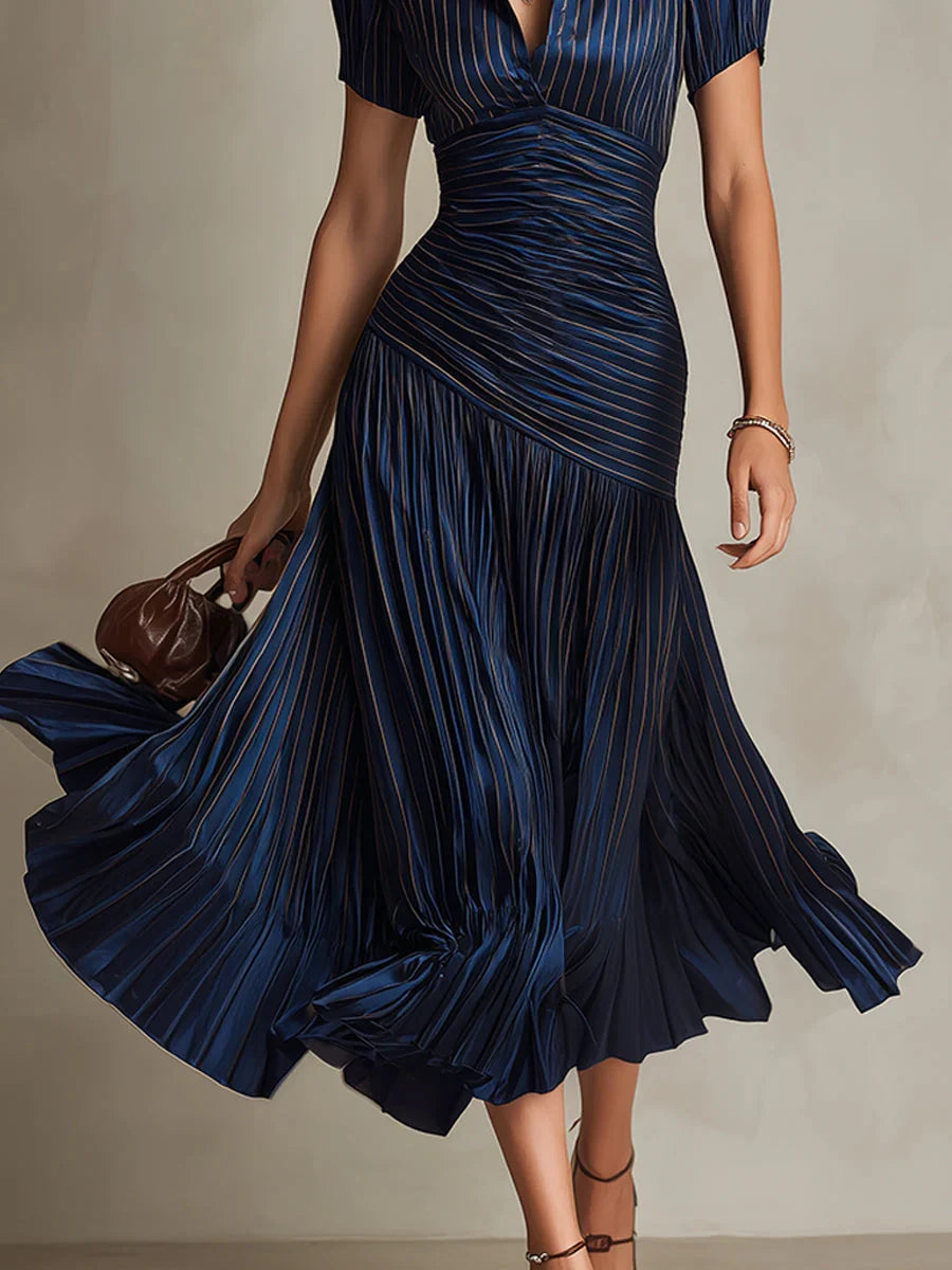 Vestido midi a rayas retro