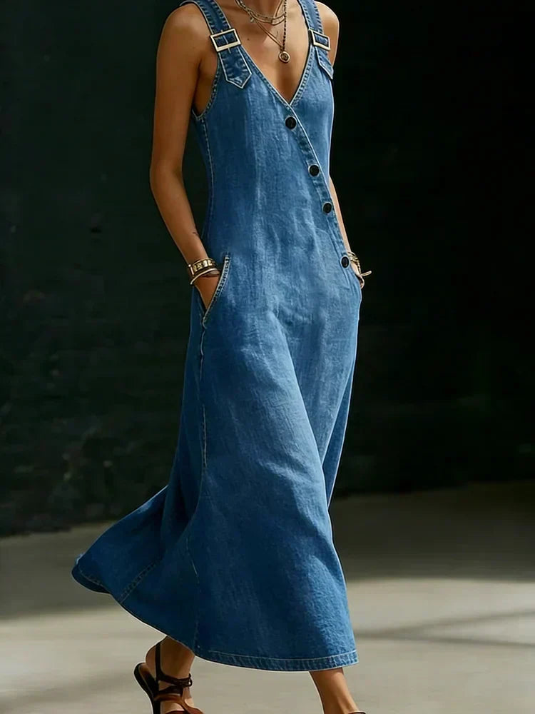 Vestido de denim con botones