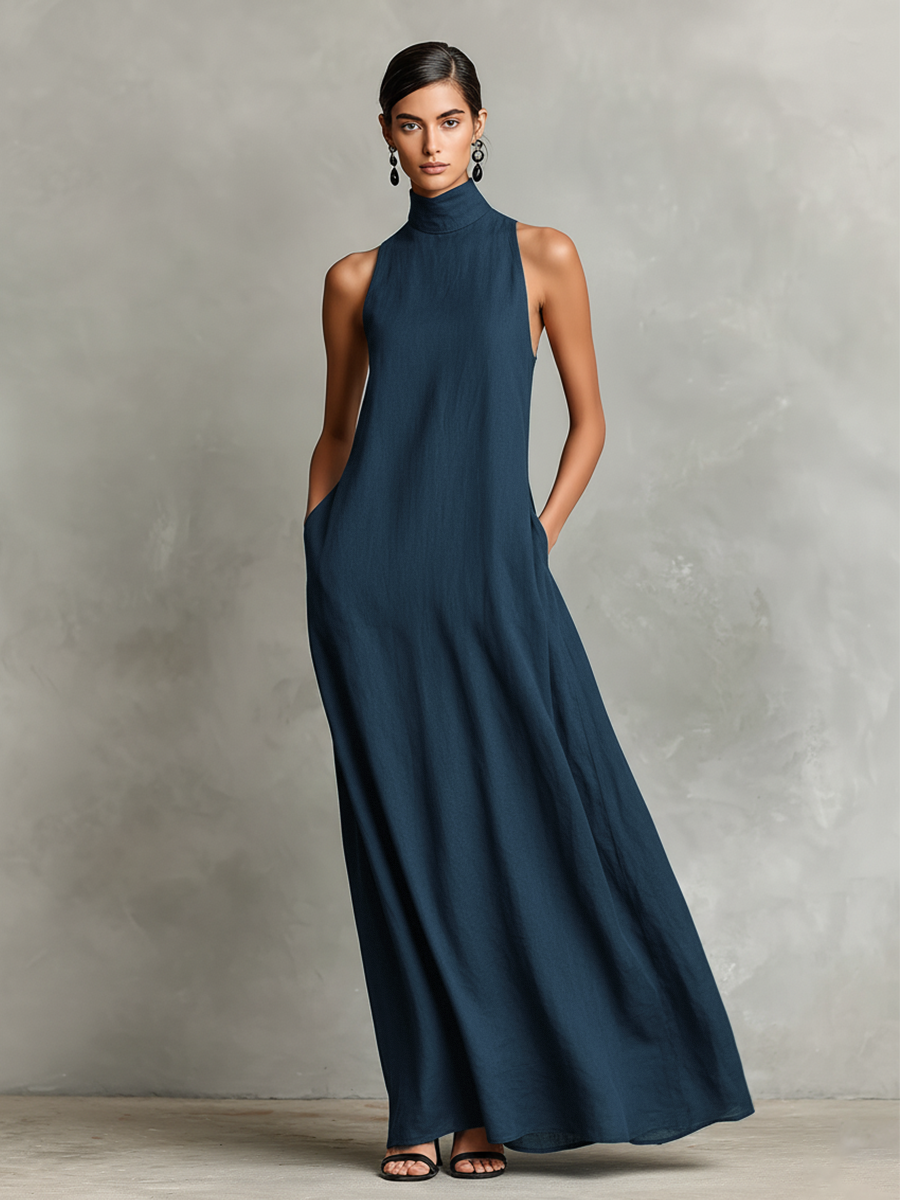 Vestido largo minimalista sin mangas
