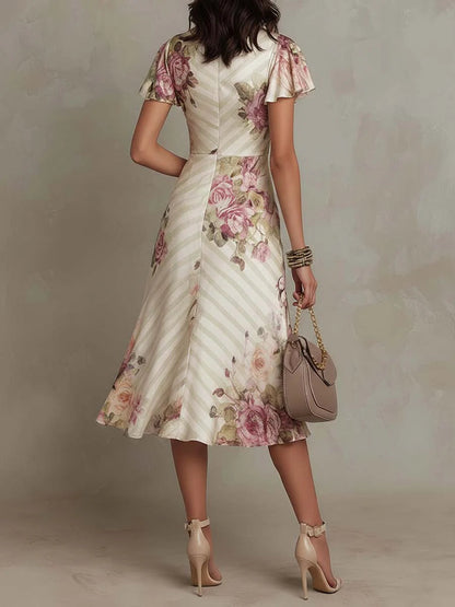 Vestido Floral Elegante Drapado Camille