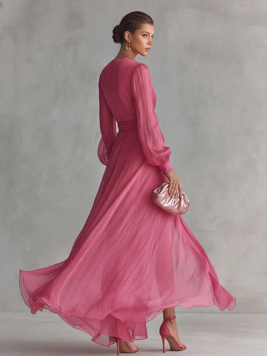 Vestido de Gasa Rosa Palo