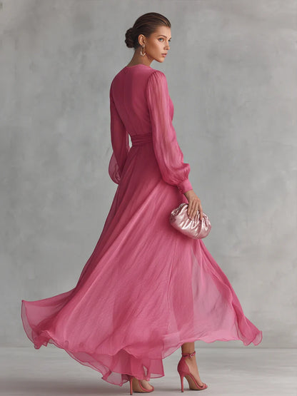 Vestido de Gasa Rosa Palo