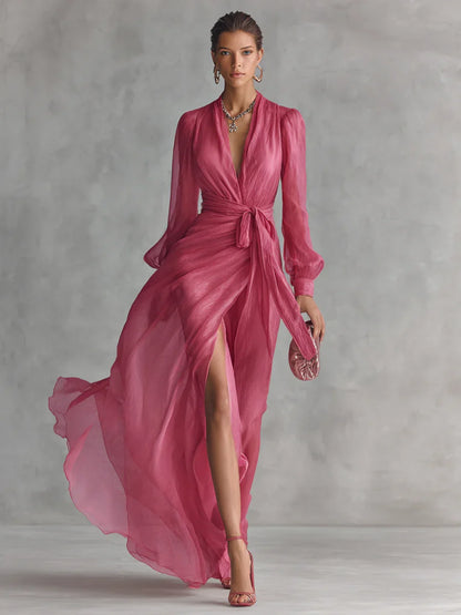 Vestido de Gasa Rosa Palo