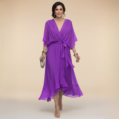 Vestido de Chiffon con Escote en V