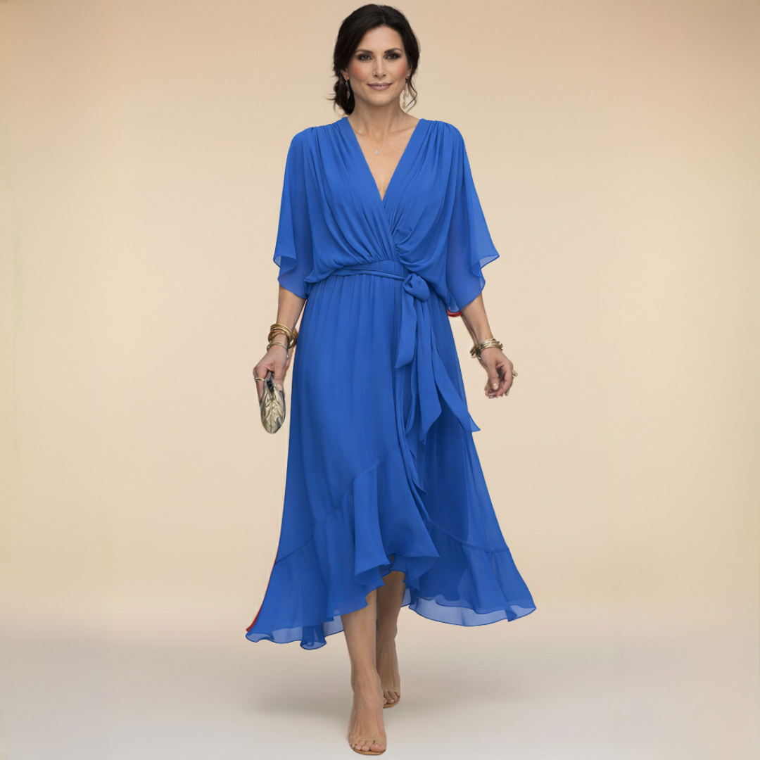 Vestido de Chiffon con Escote en V