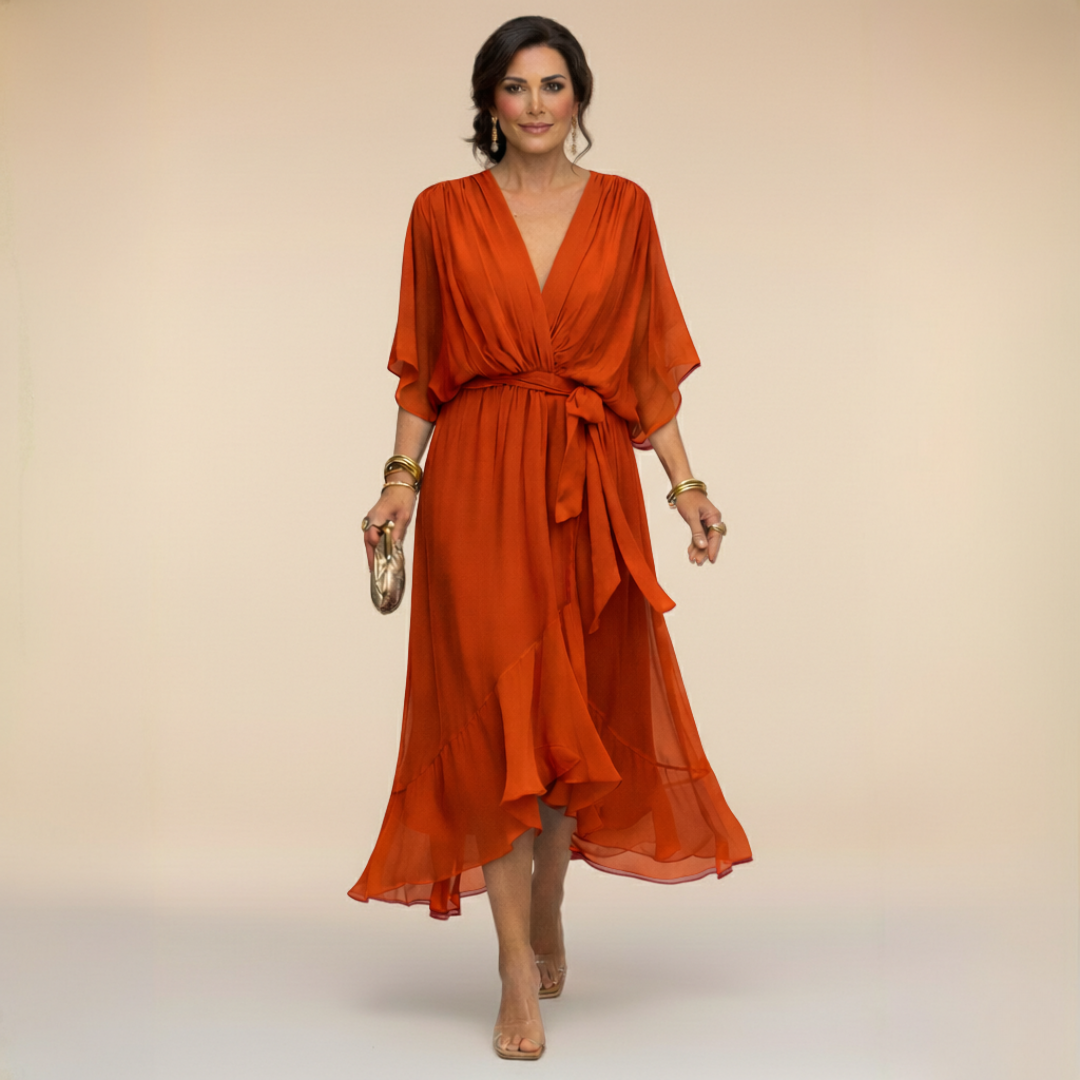 Vestido de Chiffon con Escote en V