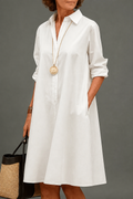 Vestido Midi Camisero de Manga Larga