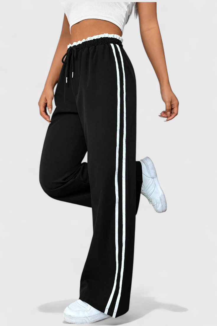 Alanys Pantalón Deportivo de Pierna Ancha con Detalle Lateral