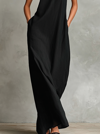 Vestido largo minimalista sin mangas