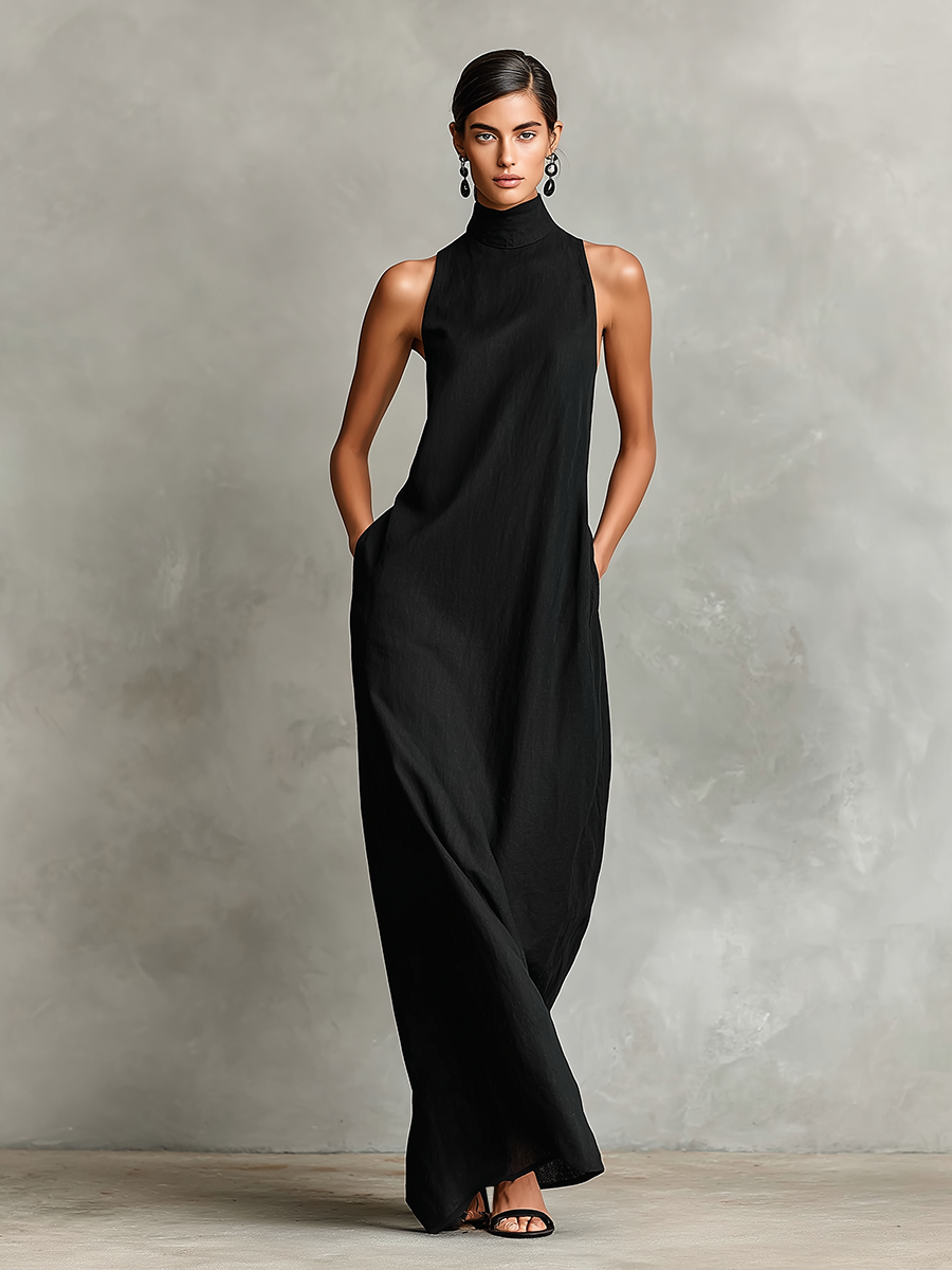 Vestido largo minimalista sin mangas