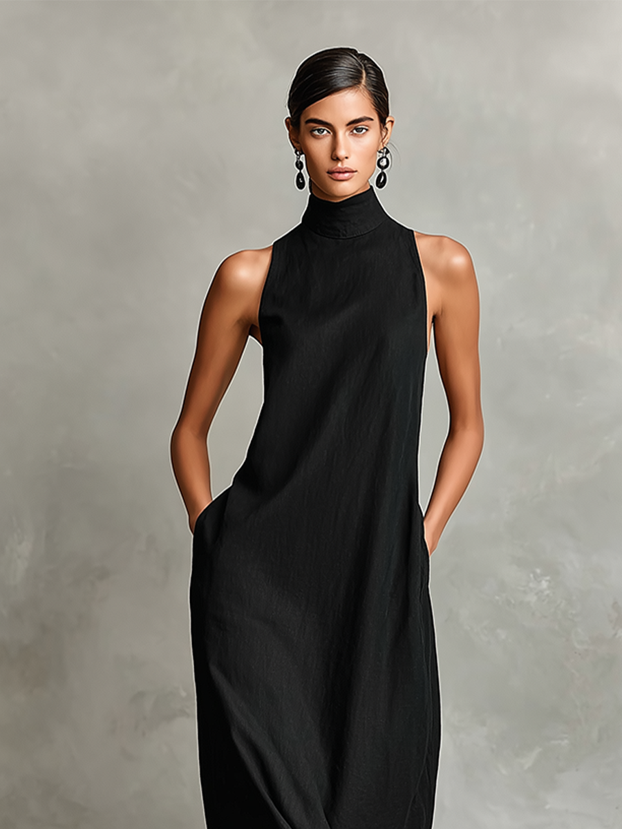 Vestido largo minimalista sin mangas