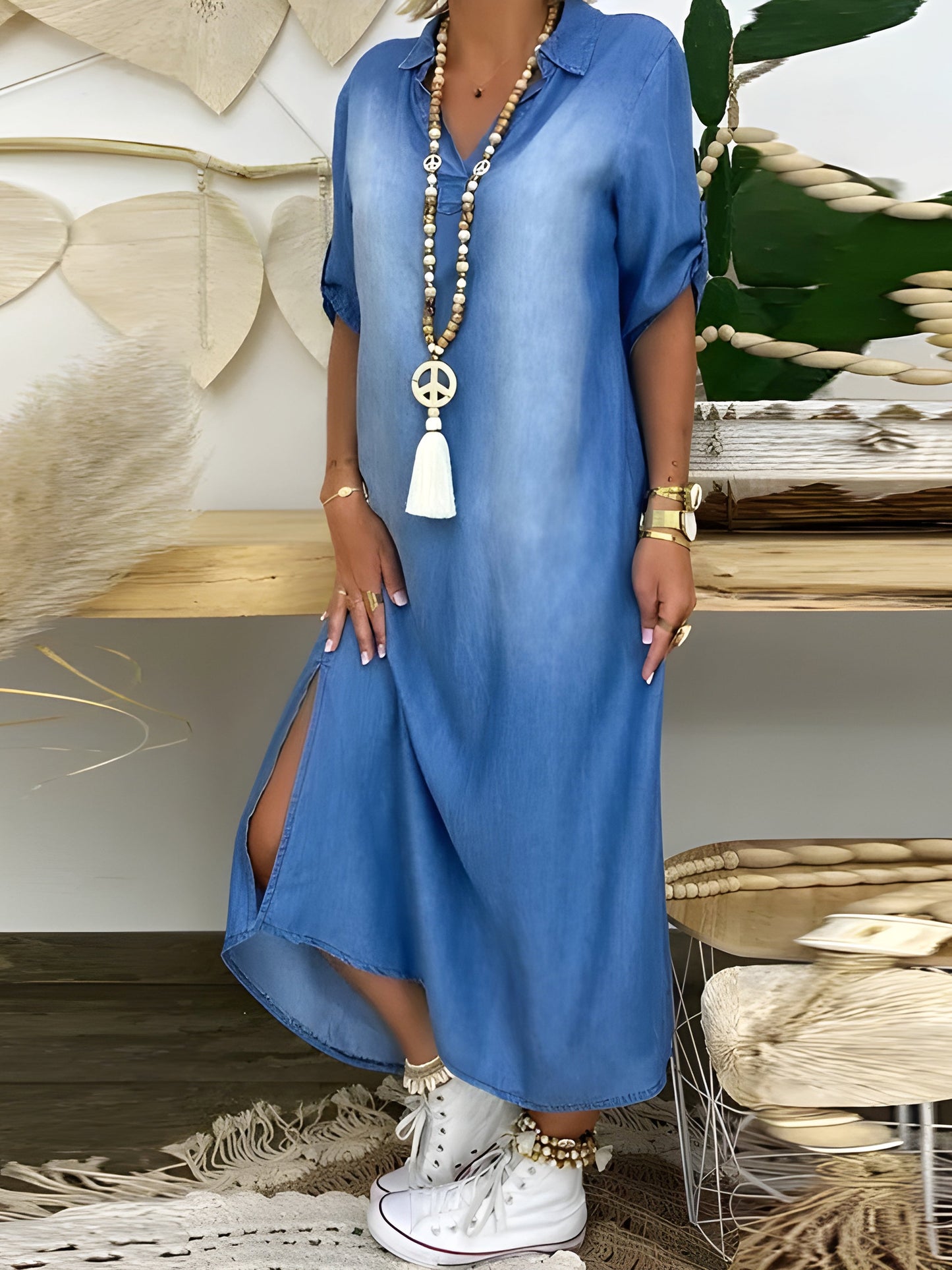 Vestido Maxi Denim Chic