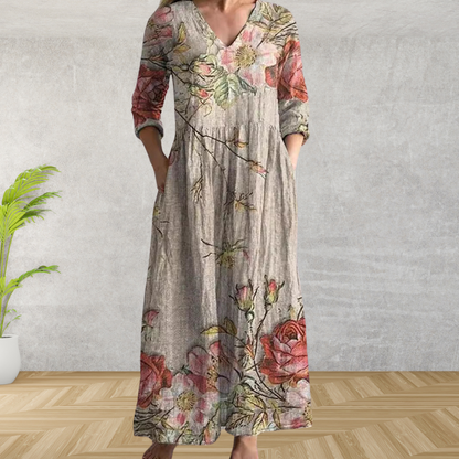 Elegante Vestido Midi con Estampado Floral