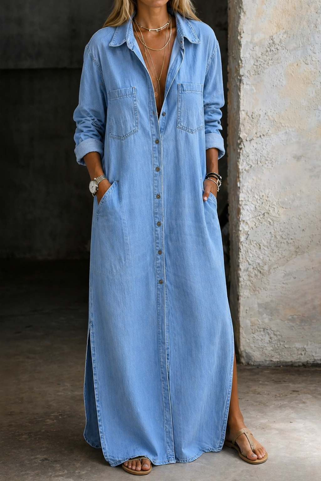 Vestido denim con Botones