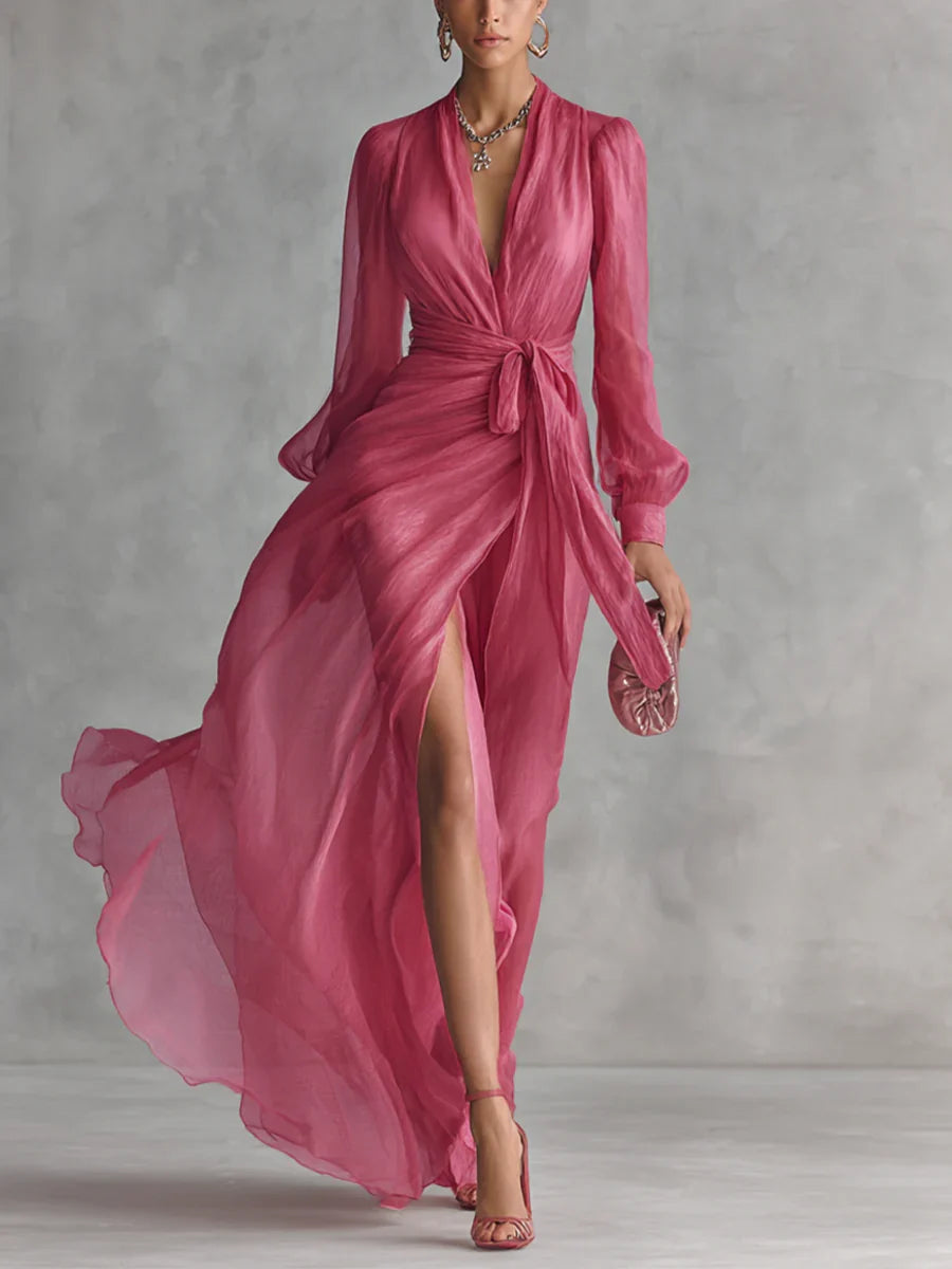 Vestido de Gasa Rosa Palo