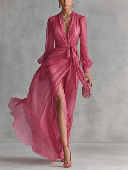 Vestido de Gasa Rosa Palo