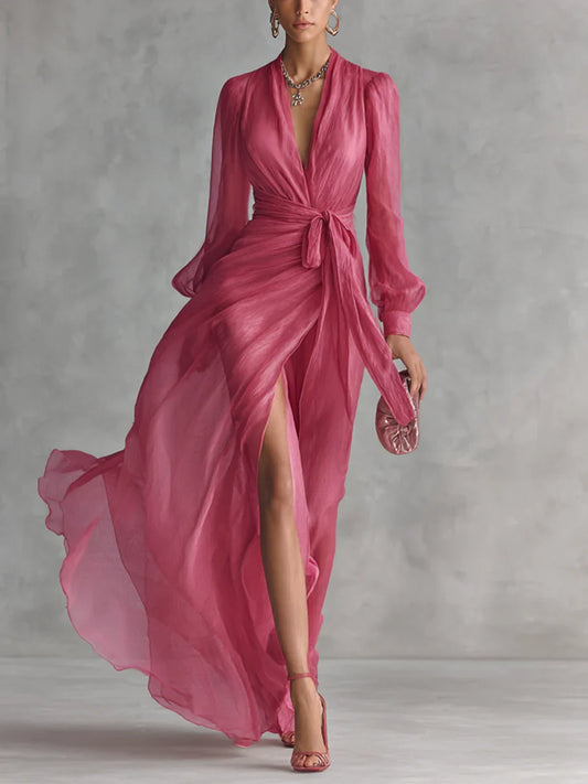 Vestido de Gasa Rosa Palo