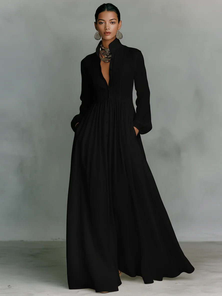 Vestido Maxi con Cuello Alto