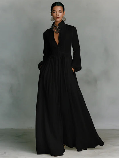 Vestido Maxi con Cuello Alto