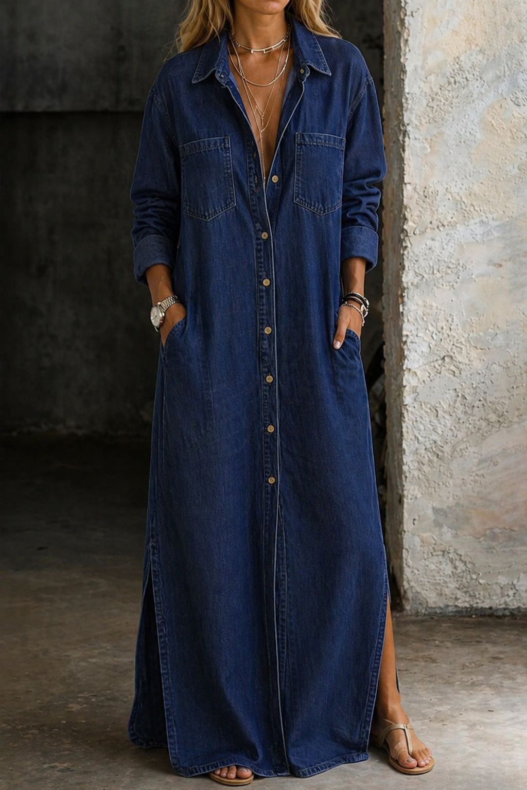 Vestido denim con Botones