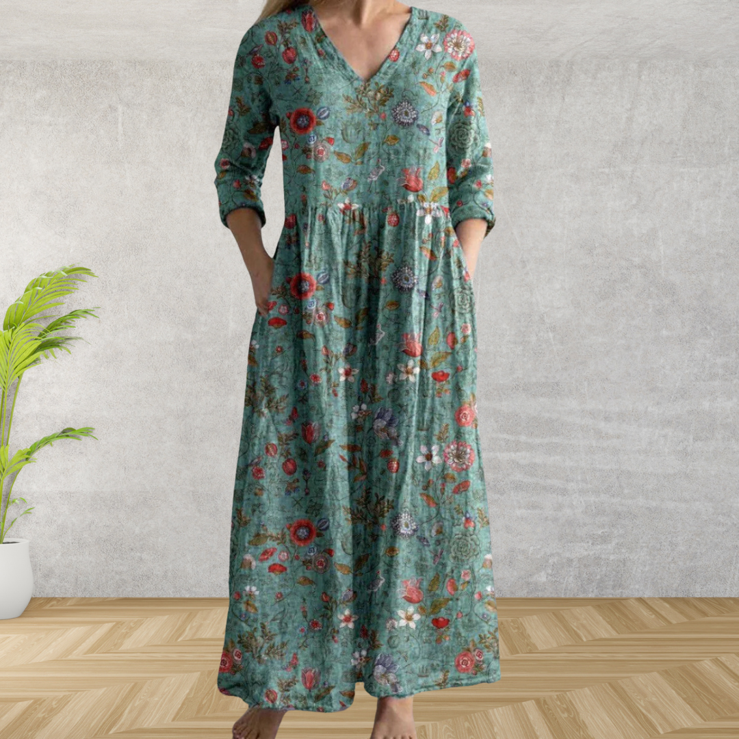 Elegante Vestido Midi con Estampado Floral