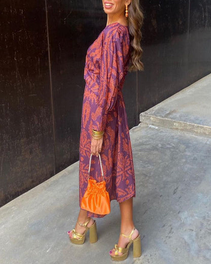 Vestido Midi Floral con Elegancia