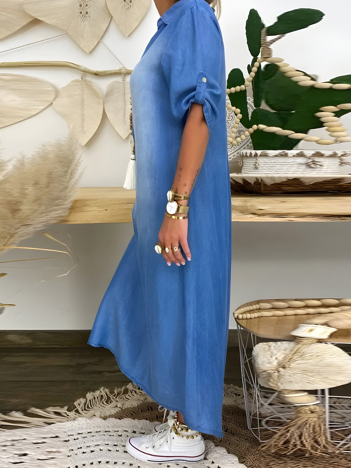 Vestido Maxi Denim Chic