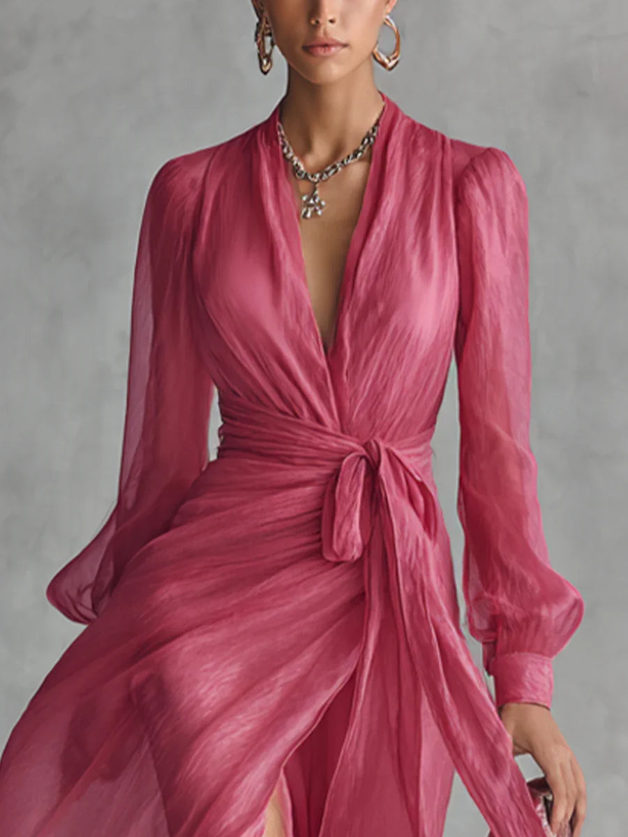Vestido de Gasa Rosa Palo