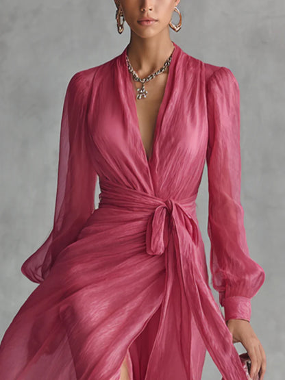 Vestido de Gasa Rosa Palo