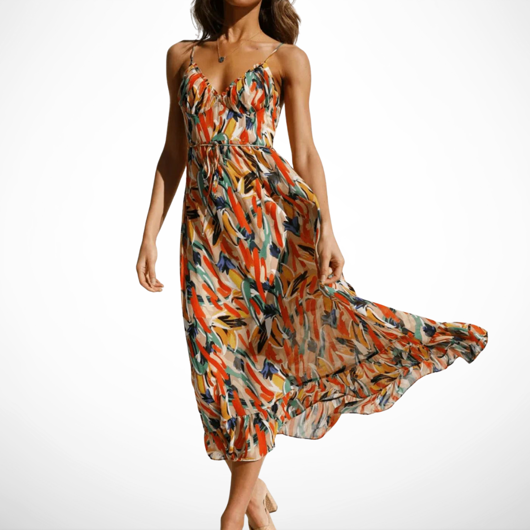 Vestido Midi en Color Vibrante