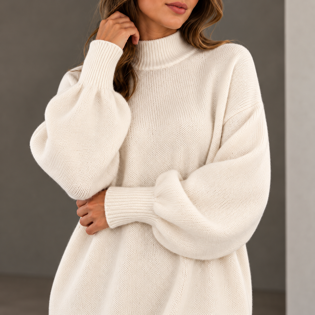 Jersey Oversize de Punto con Cuello Alto