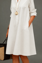 Vestido Midi Camisero de Manga Larga