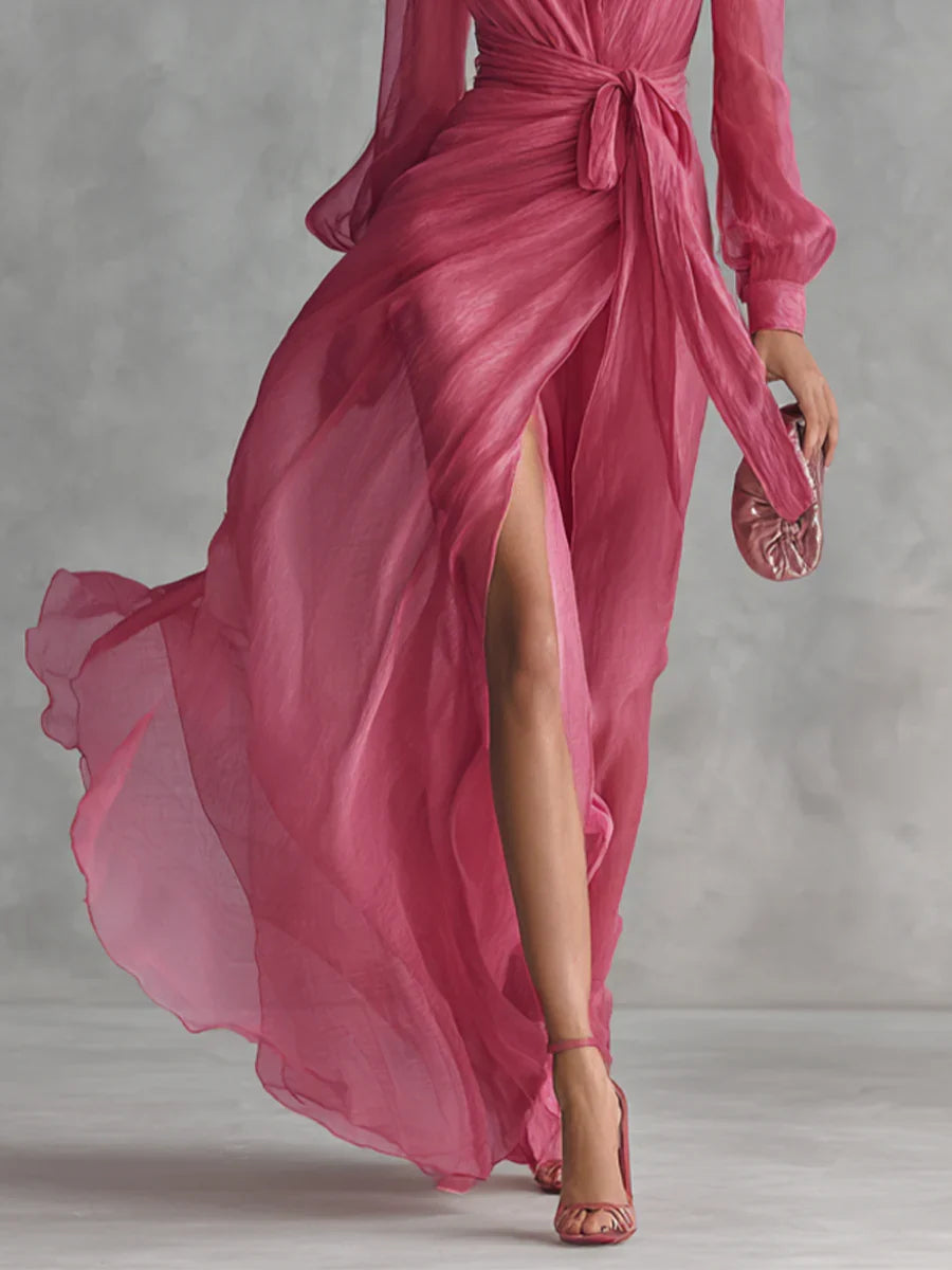 Vestido de Gasa Rosa Palo