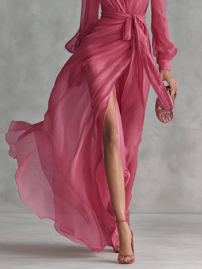 Vestido de Gasa Rosa Palo
