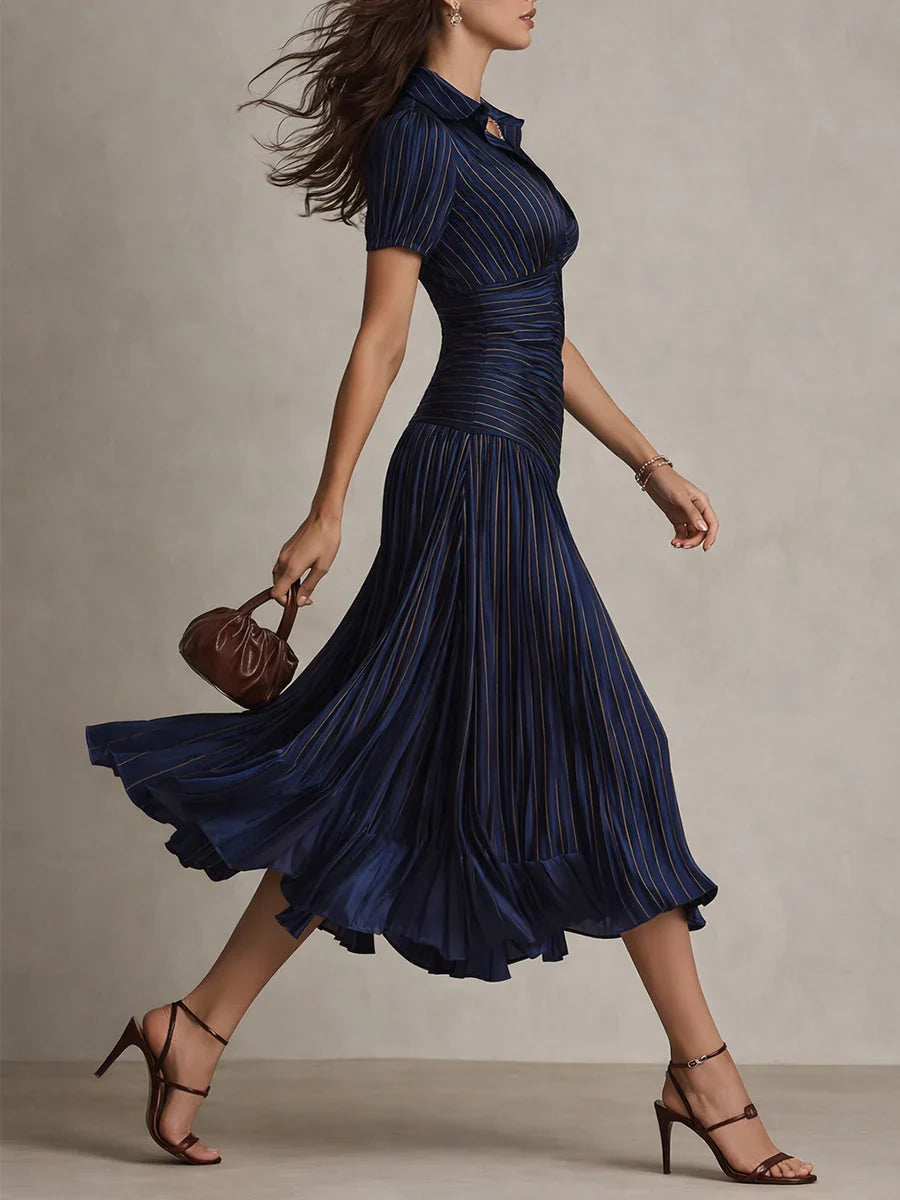 Vestido midi a rayas retro