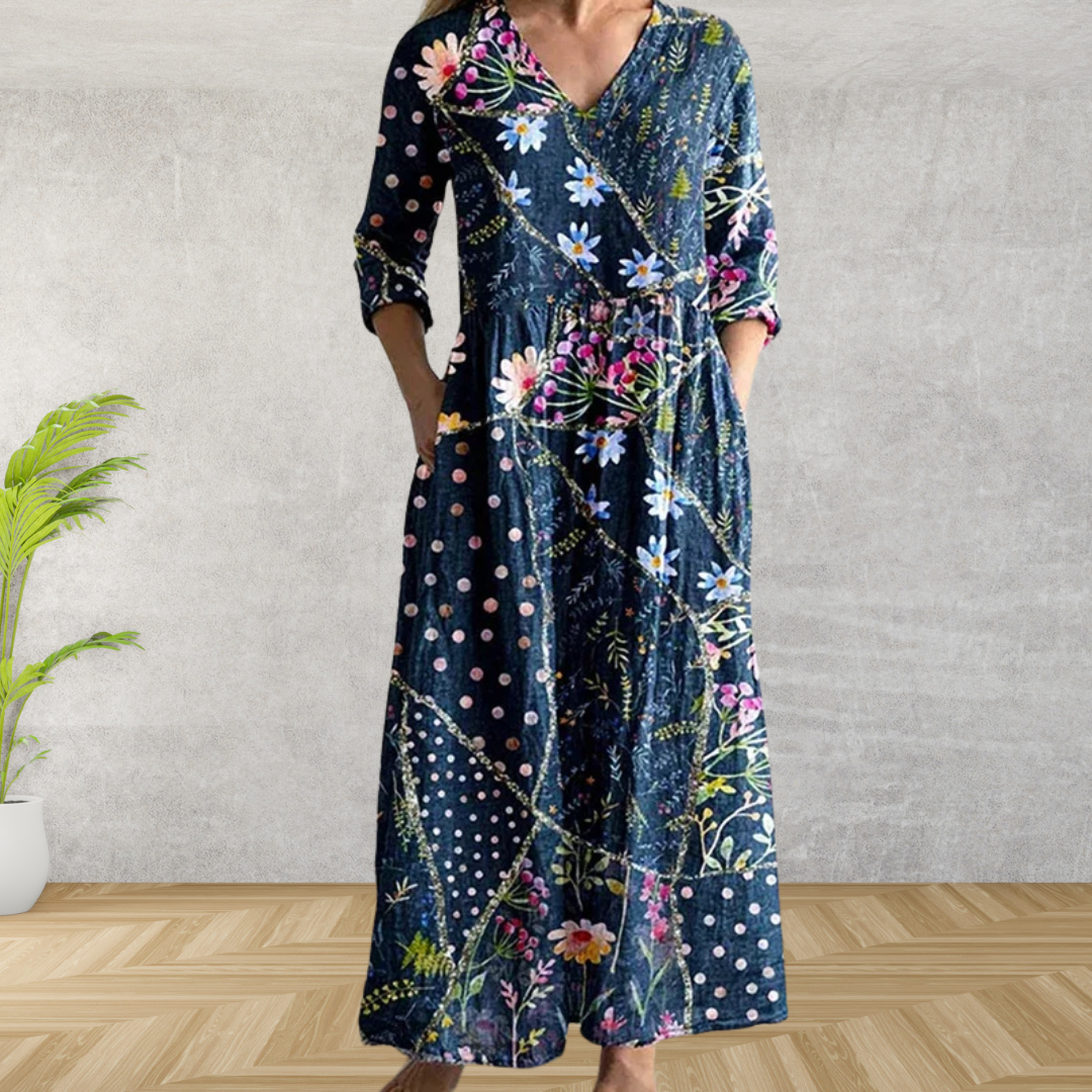 Elegante Vestido Midi con Estampado Floral