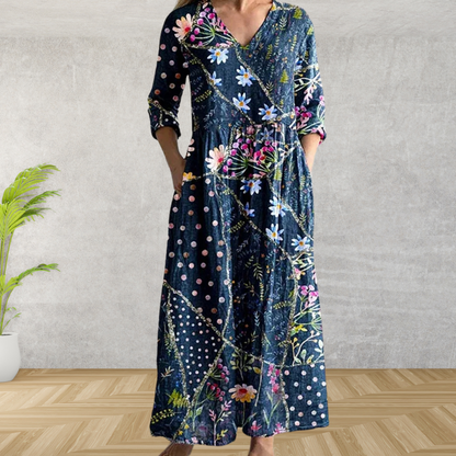 Elegante Vestido Midi con Estampado Floral