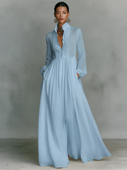 Vestido Maxi con Cuello Alto