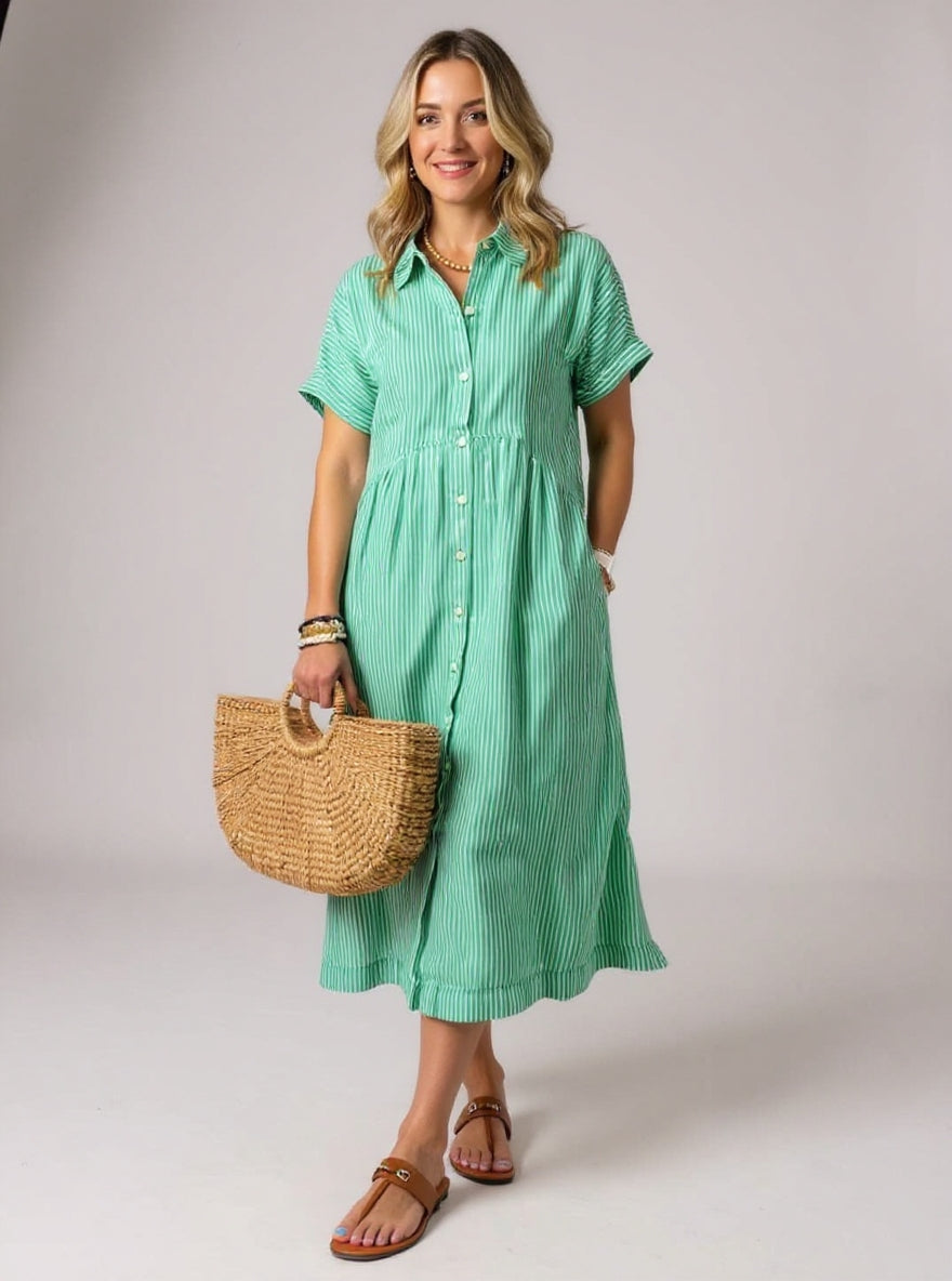 Vestido Elegante de Rayas Suaves