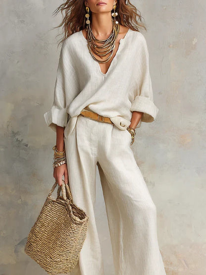 Conjunto resort de lino natural
