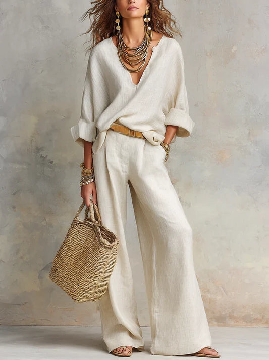 Conjunto resort de lino natural