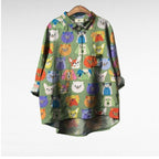Blusa de Manga Larga con Estampado Equilibrado