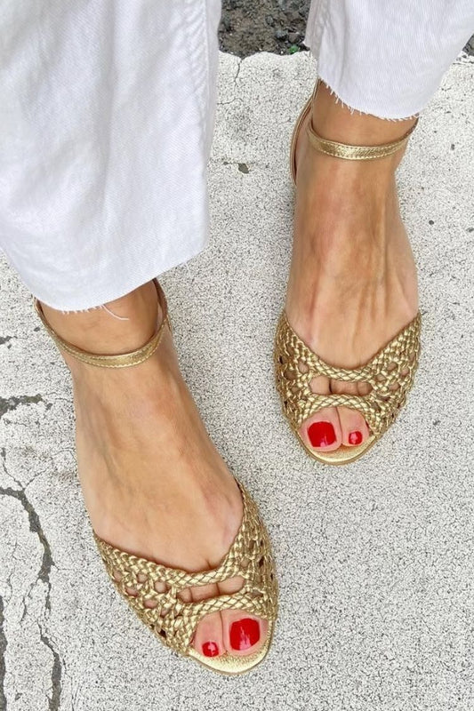 Sandalias Trenzadas Doradas