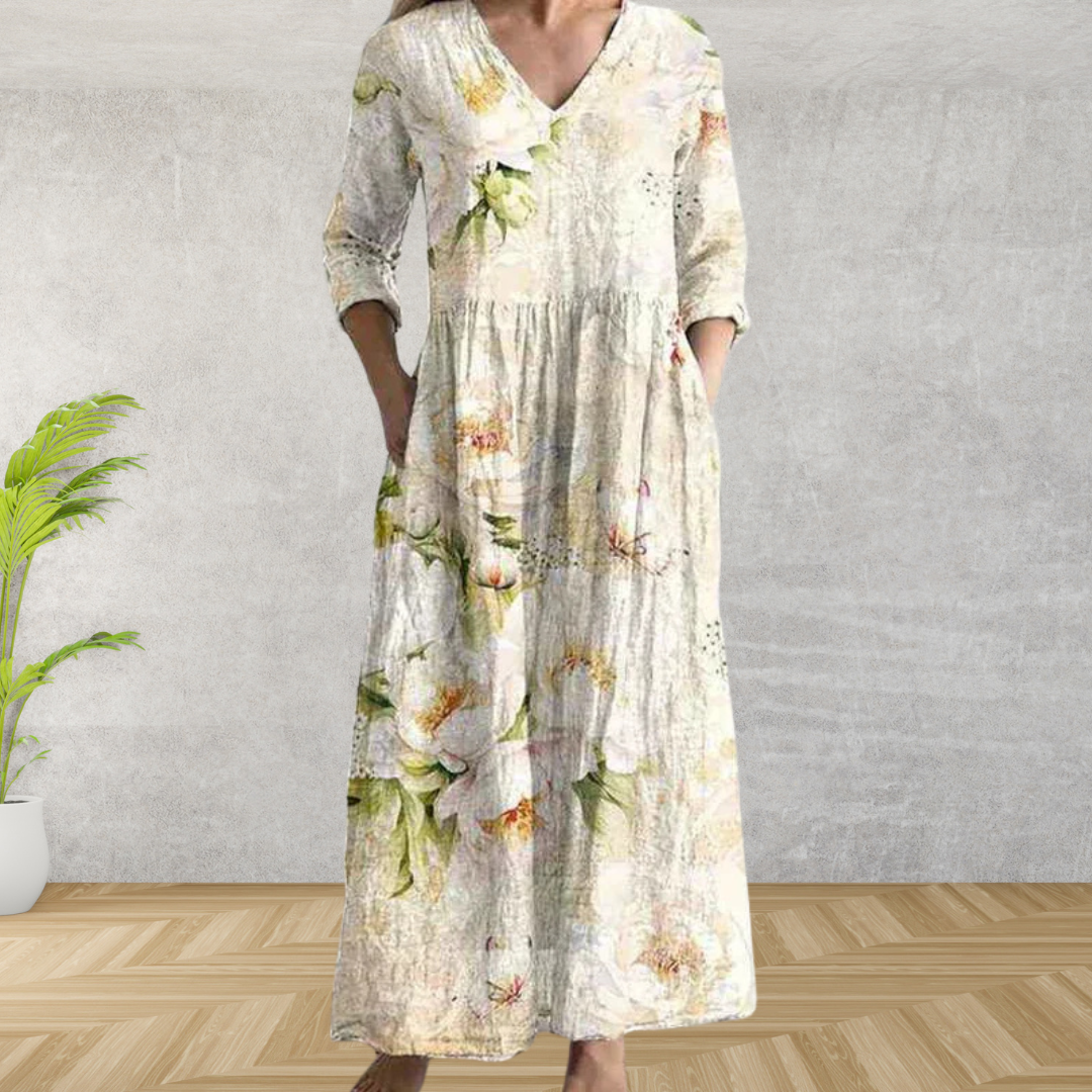Elegante Vestido Midi con Estampado Floral