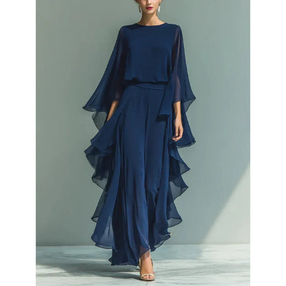 Elegante conjunto de gasa con volantes