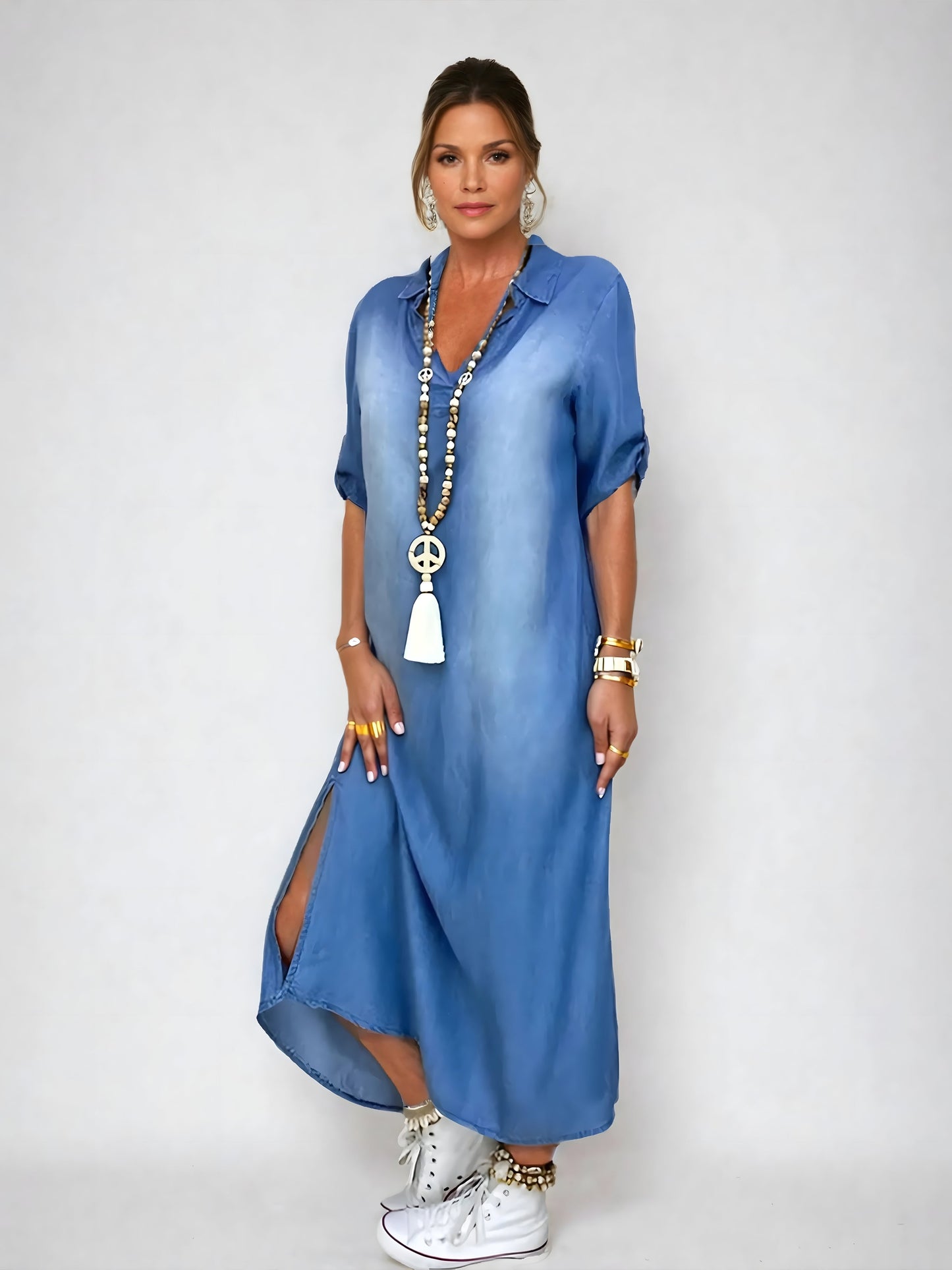 Vestido Maxi Denim Chic
